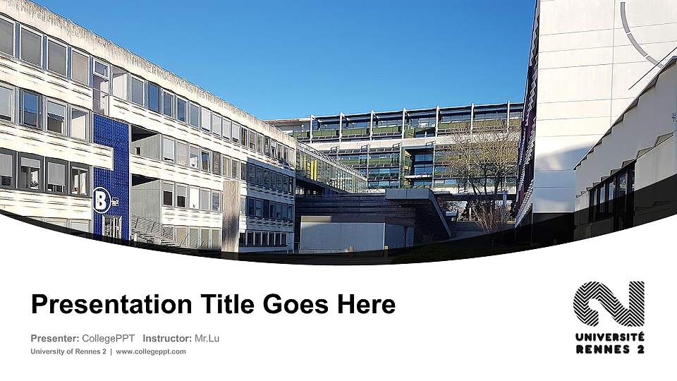 University of Rennes 2 Course/Courseware Creation PPT Template16:9 ratio PPT effect preview image