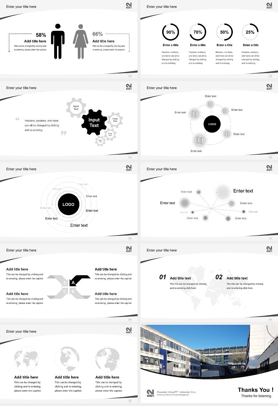 University of Rennes 2 Course/Courseware Creation PPT Template16:9 ratio PPT effect preview image4