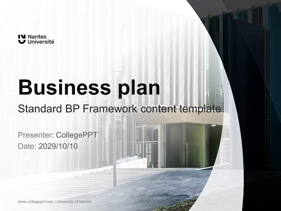 University of Nantes Competition/Entrepreneurship Contest PPT Template4:3 ratio PPT effect preview image9
