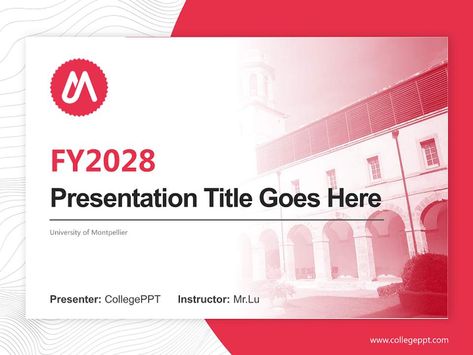 University of Montpellier Academic Presentation/Research Findings Report PPT Template4:3 ratio PPT effect preview image5