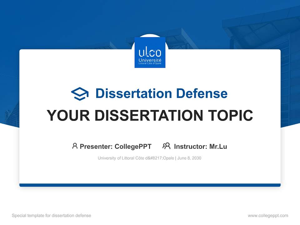 University of Littoral Côte d’Opale Graduation Thesis Defense PPT Template4:3 ratio PPT effect preview image7