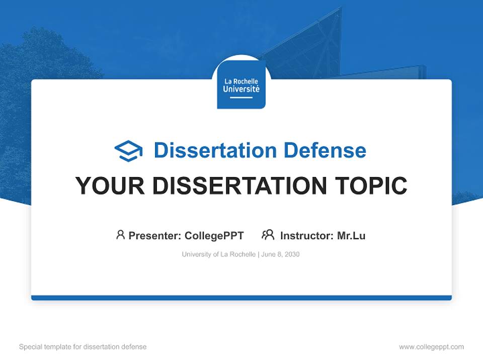 University of La Rochelle Graduation Thesis Defense PPT Template4:3 ratio PPT effect preview image7