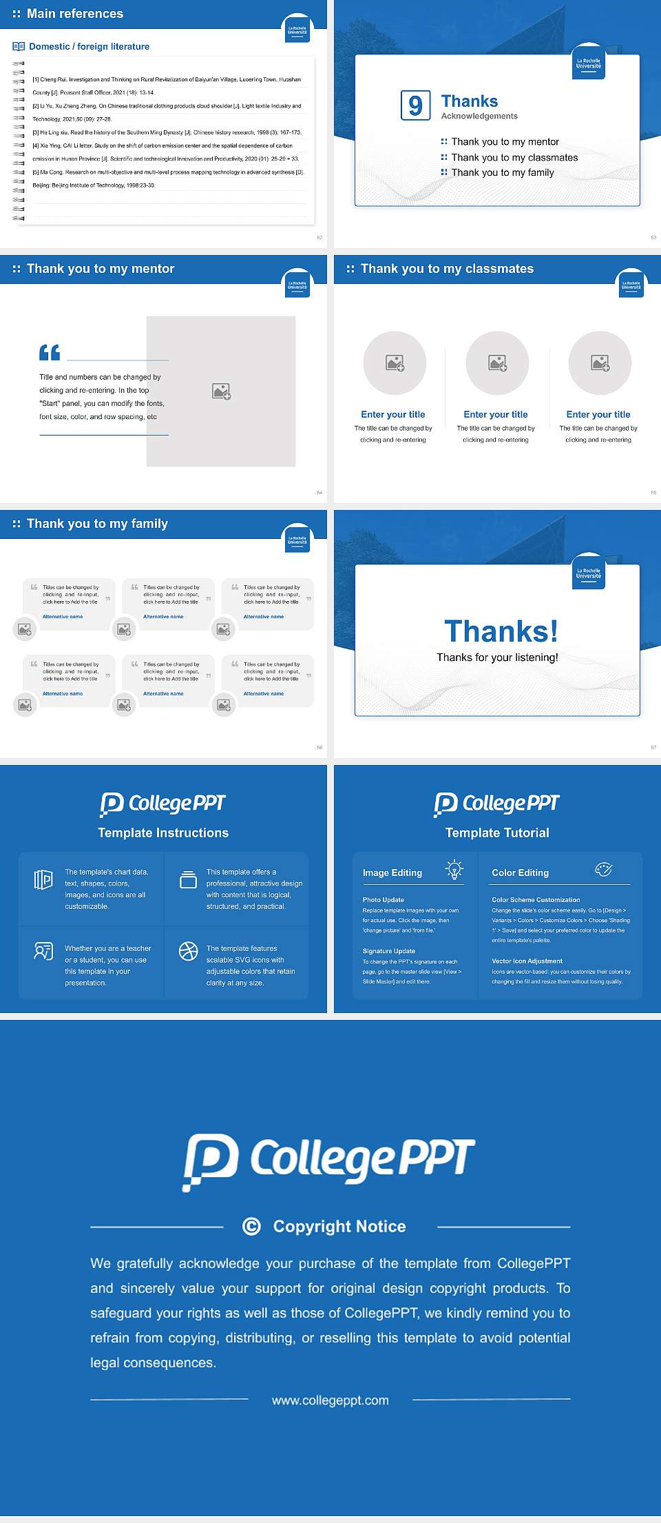 University of La Rochelle Graduation Thesis Defense PPT Template4:3 ratio PPT effect preview image7