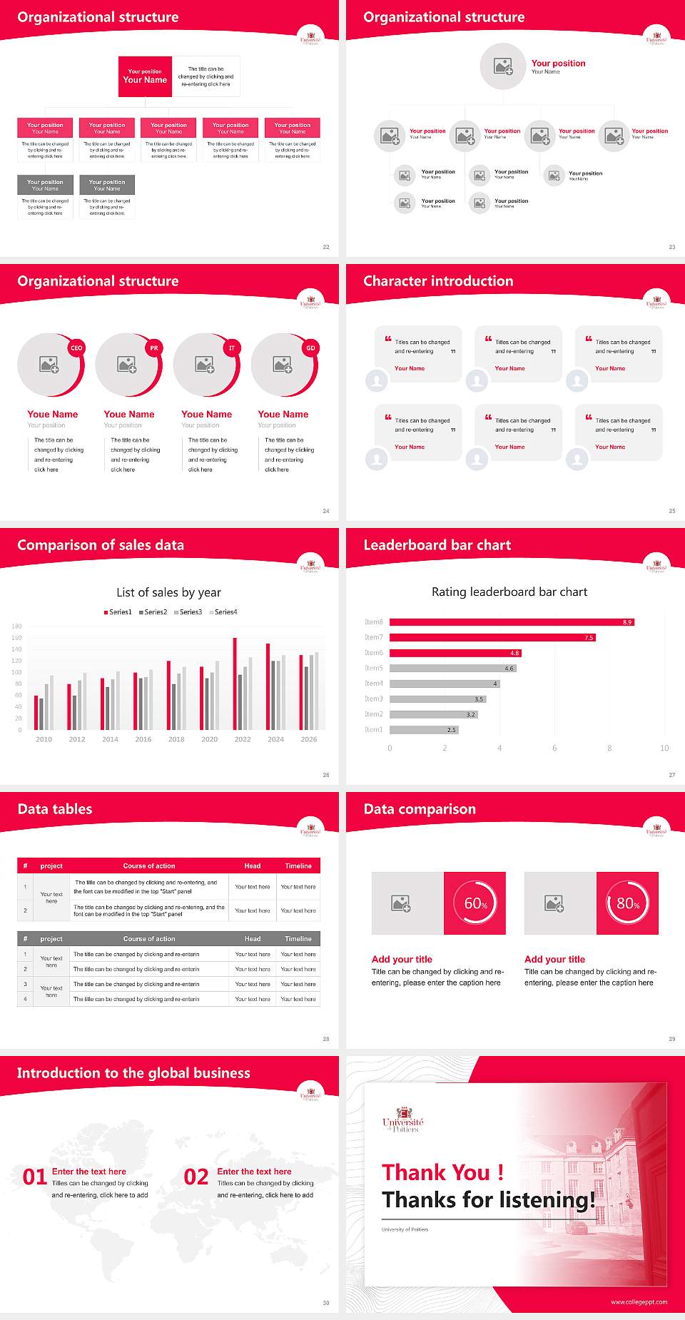 University of Poitiers Academic Presentation/Research Findings Report PPT Template4:3 ratio PPT effect preview image4