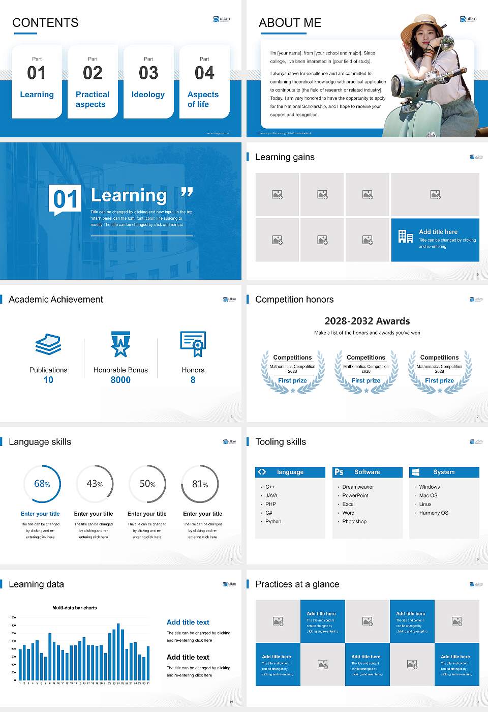 University of Technology of Belfort-Montbéliard National Scholarship Defense PPT Template16:9 ratio PPT effect preview image2