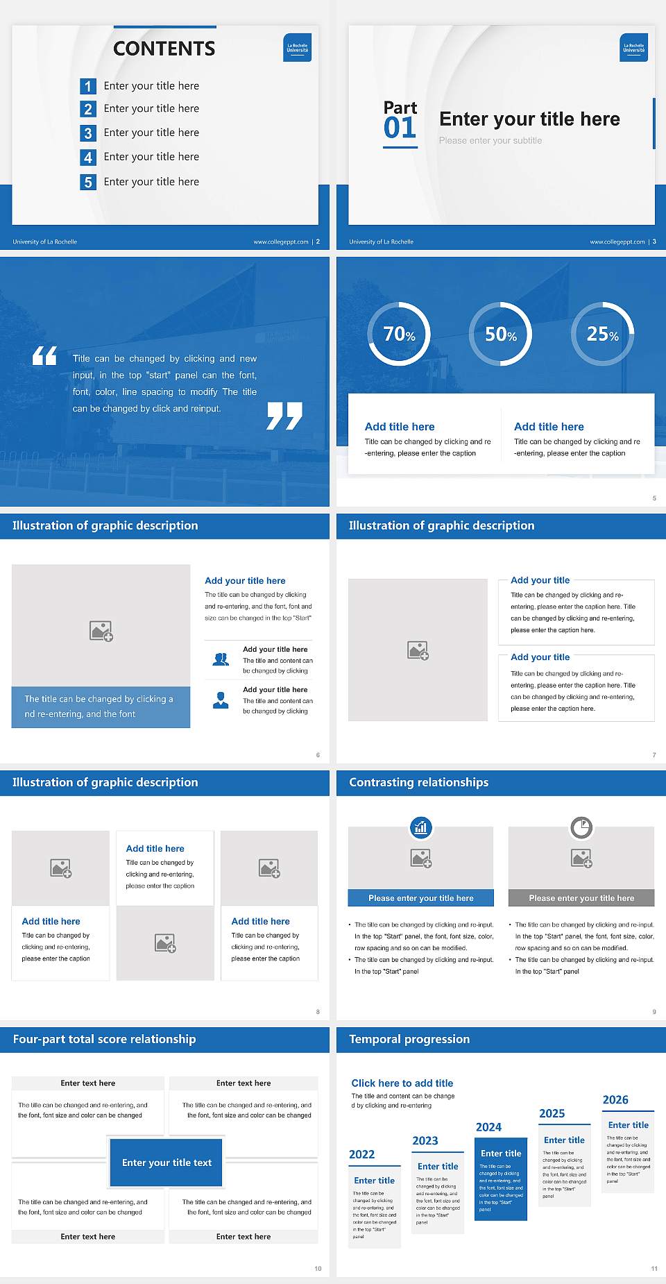 University of La Rochelle Thesis Proposal/Graduation Defense PPT Template4:3 ratio PPT effect preview image2