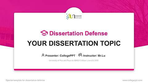 University of Pau and Pays de l’Adour Graduation Thesis Defense PPT Template