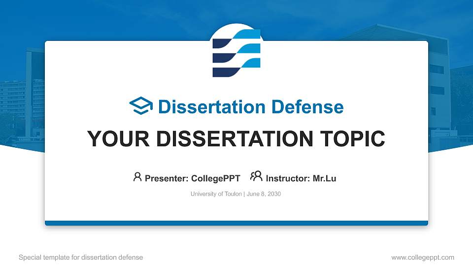 University of Toulon Graduation Thesis Defense PPT Template16:9 ratio PPT effect preview image