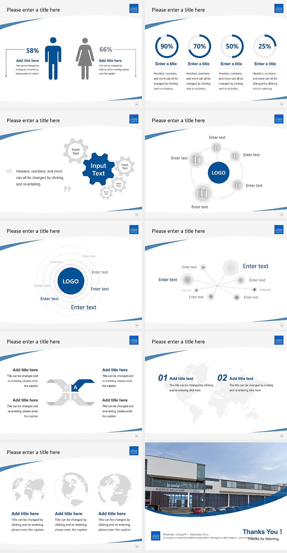 University of Littoral Côte d’Opale – Boulogne-sur-Mer campus Course/Courseware Creation PPT Template4:3 ratio PPT effect preview image4