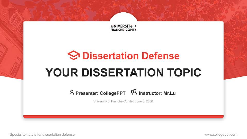 University of Franche-Comté Graduation Thesis Defense PPT Template16:9 ratio PPT effect preview image