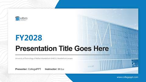 University of Technology of Belfort-Montbéliard – Montbéliard campus Academic Presentation/Research Findings Report PPT Template