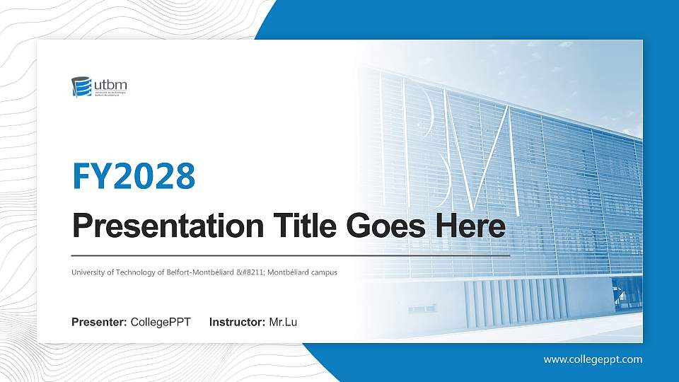 University of Technology of Belfort-Montbéliard – Montbéliard campus Academic Presentation/Research Findings Report PPT Template16:9 ratio PPT effect preview image