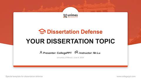University of Nîmes Graduation Thesis Defense PPT Template