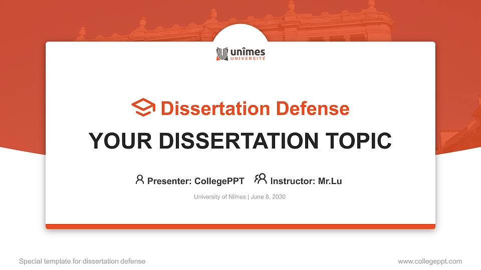 University of Nîmes Graduation Thesis Defense PPT Template16:9 ratio PPT effect preview image