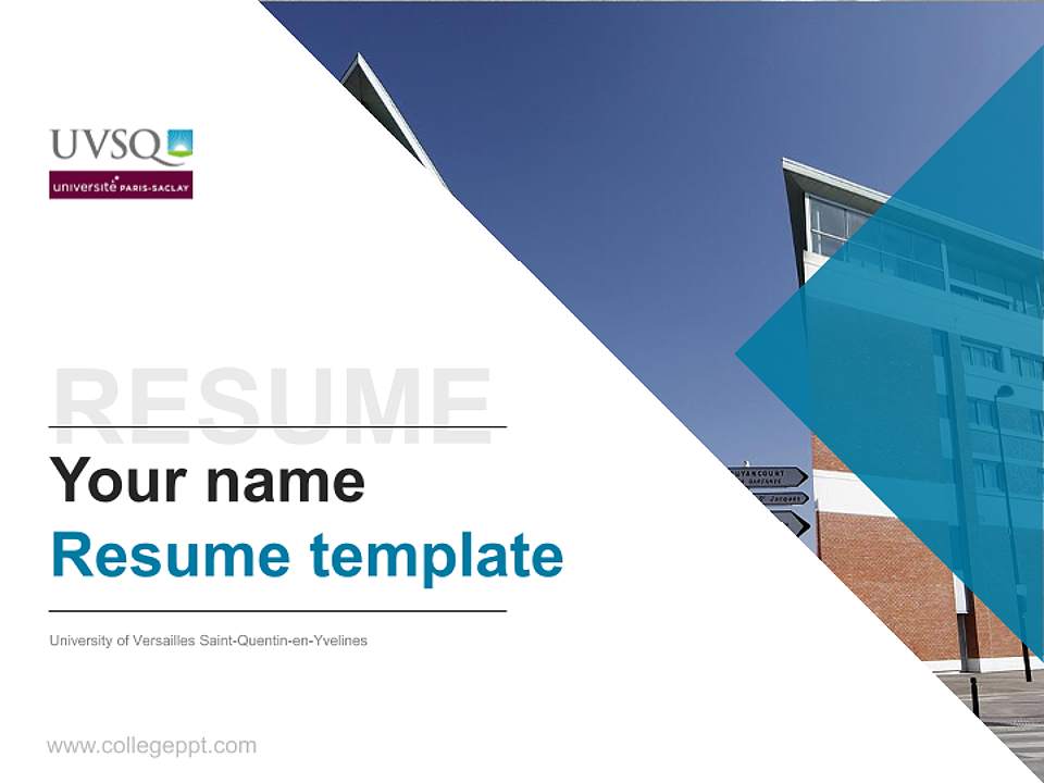 University of Versailles Saint-Quentin-en-Yvelines Resume PPT Template4:3 ratio PPT effect preview image5