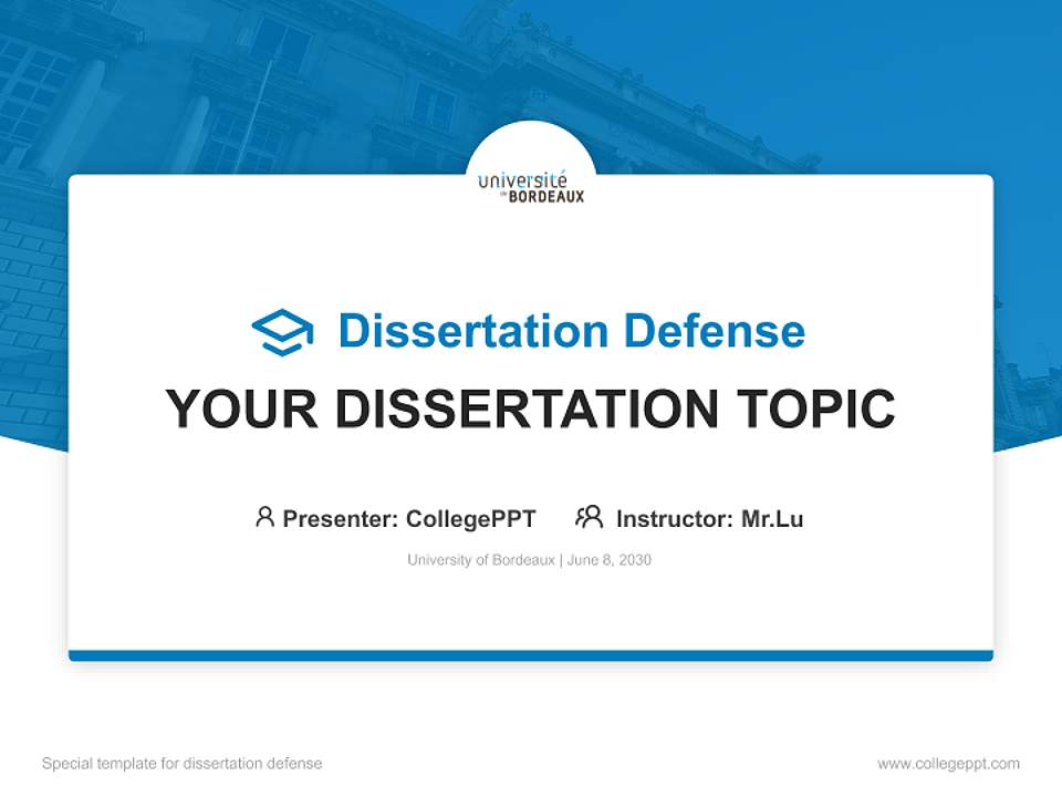 University of Bordeaux Graduation Thesis Defense PPT Template4:3 ratio PPT effect preview image7