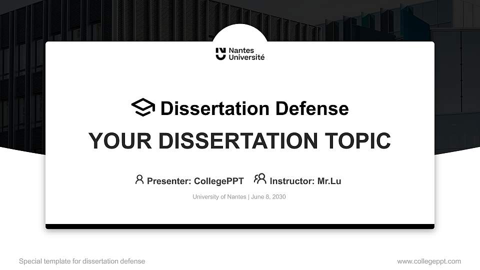 University of Nantes Graduation Thesis Defense PPT Template16:9 ratio PPT effect preview image