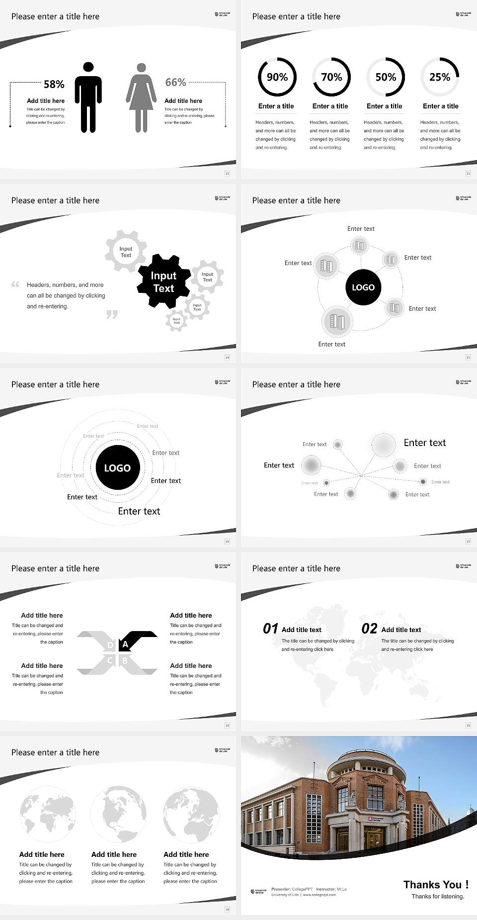 University of Lille Course/Courseware Creation PPT Template4:3 ratio PPT effect preview image4