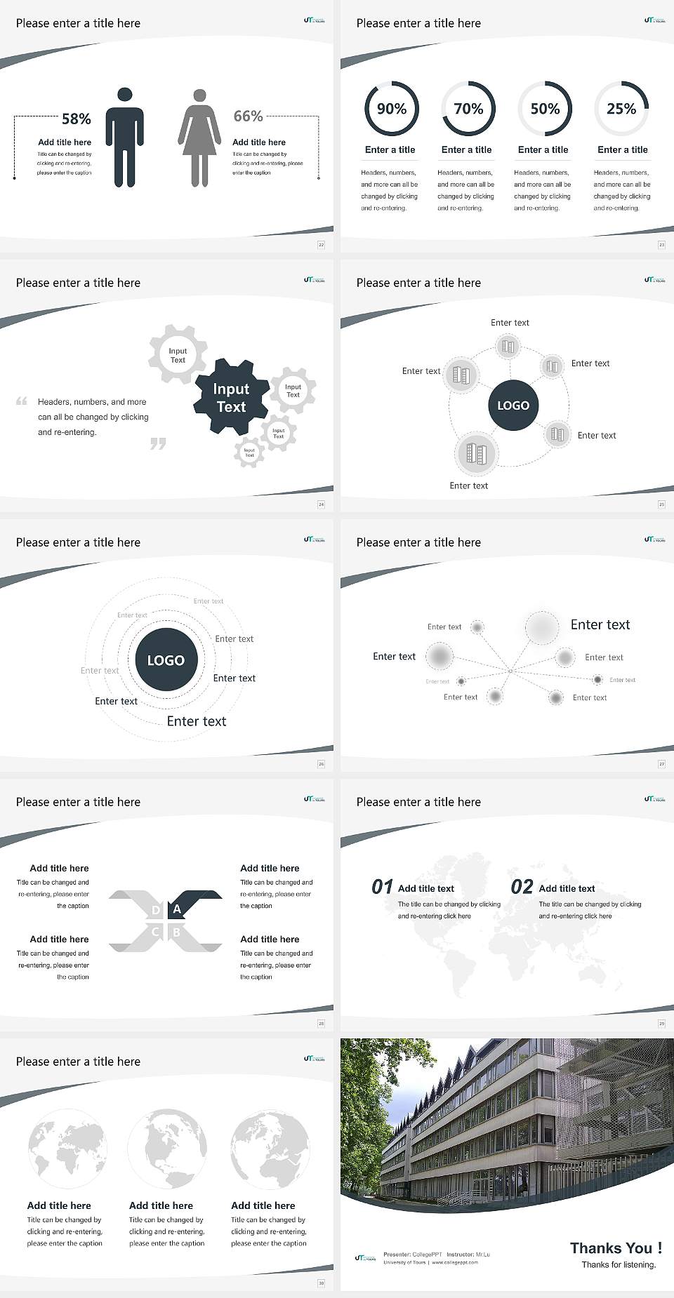 University of Tours Course/Courseware Creation PPT Template4:3 ratio PPT effect preview image4