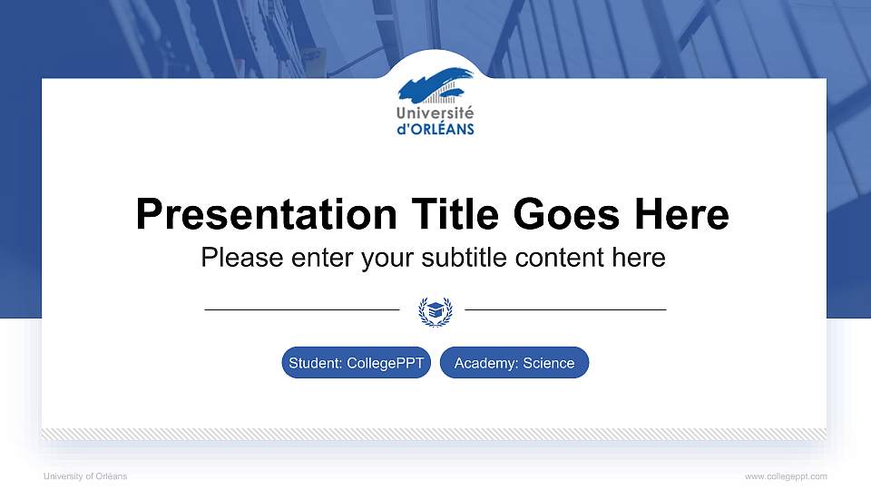 University of Orléans National Scholarship Defense PPT Template16:9 ratio PPT effect preview image