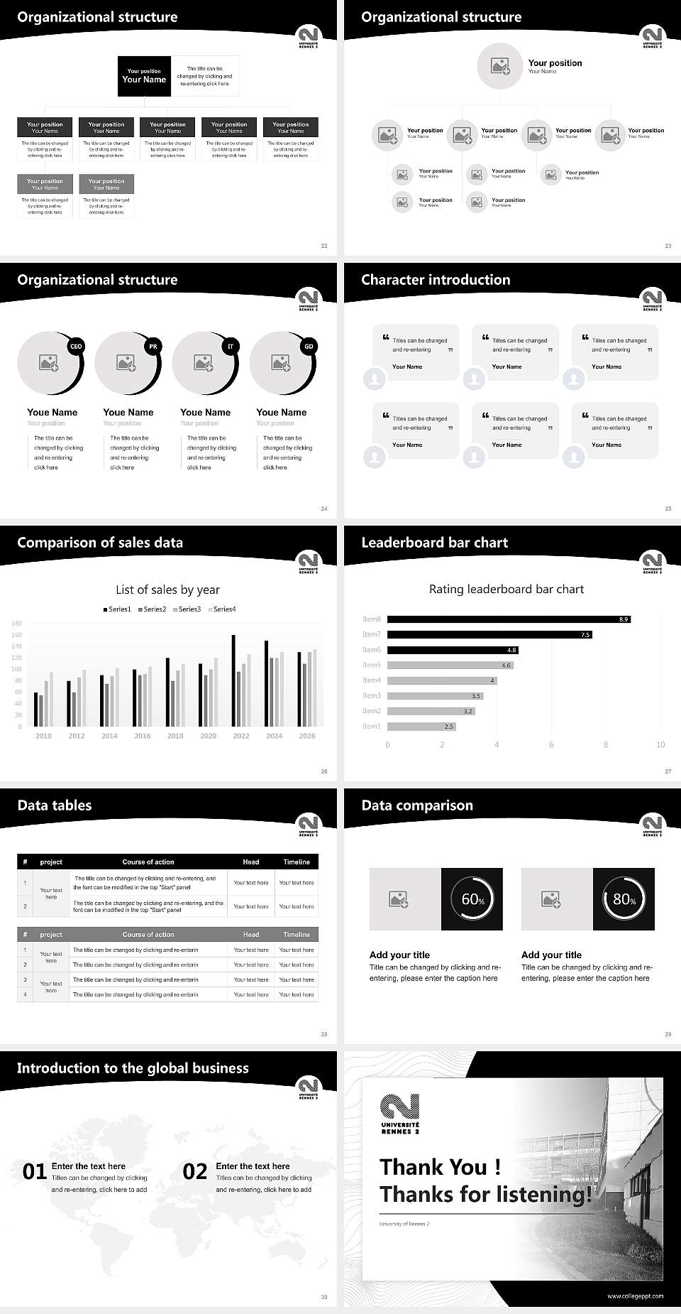 University of Rennes 2 Academic Presentation/Research Findings Report PPT Template4:3 ratio PPT effect preview image4