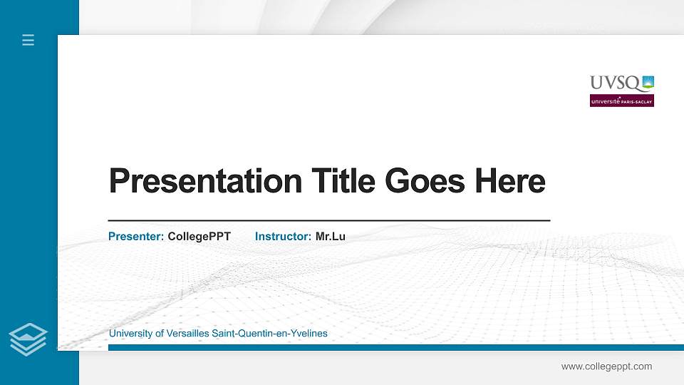 University of Versailles Saint-Quentin-en-Yvelines Thesis Proposal/Graduation Defense PPT Template16:9 ratio PPT effect preview image