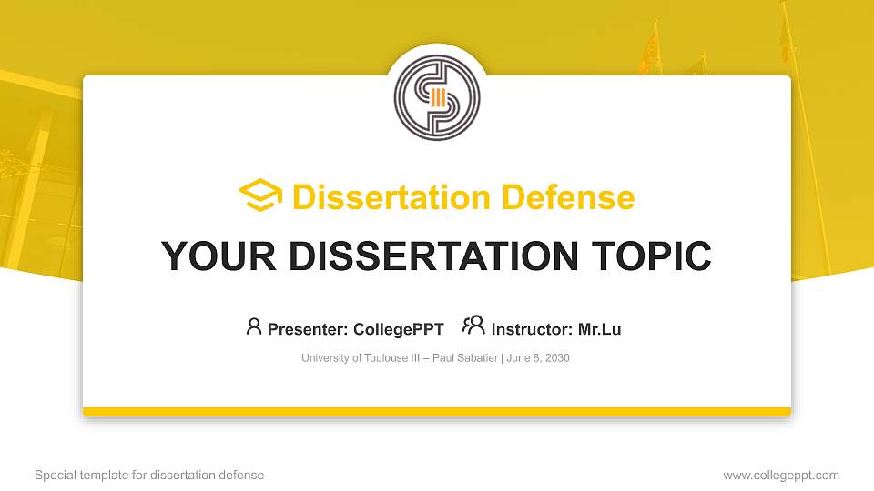 University of Toulouse III – Paul Sabatier Graduation Thesis Defense PPT Template16:9 ratio PPT effect preview image