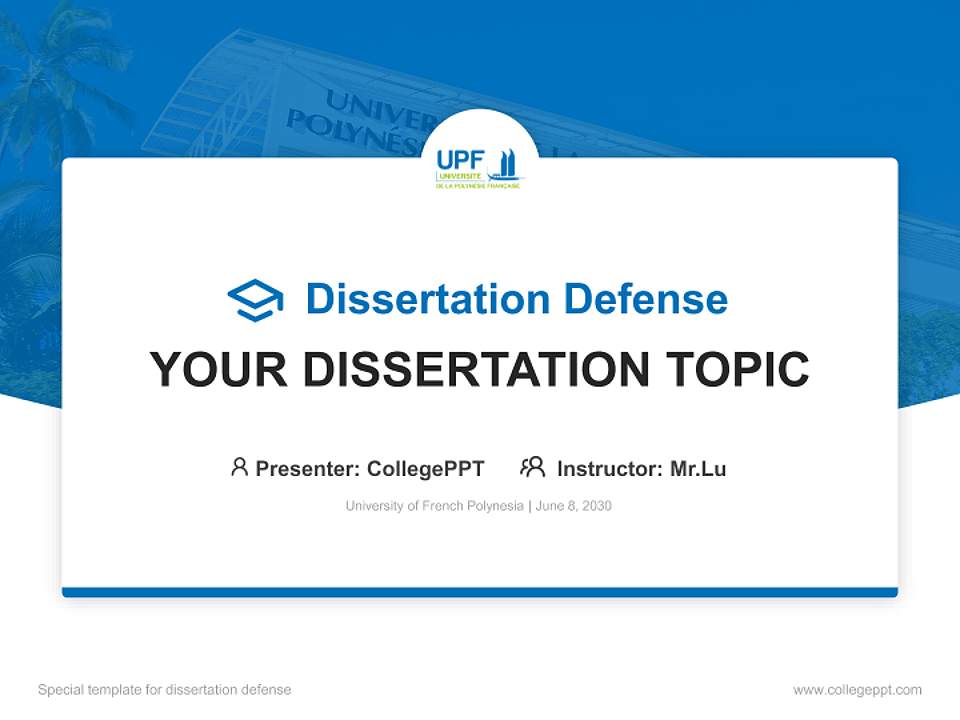 University of French Polynesia Graduation Thesis Defense PPT Template4:3 ratio PPT effect preview image7