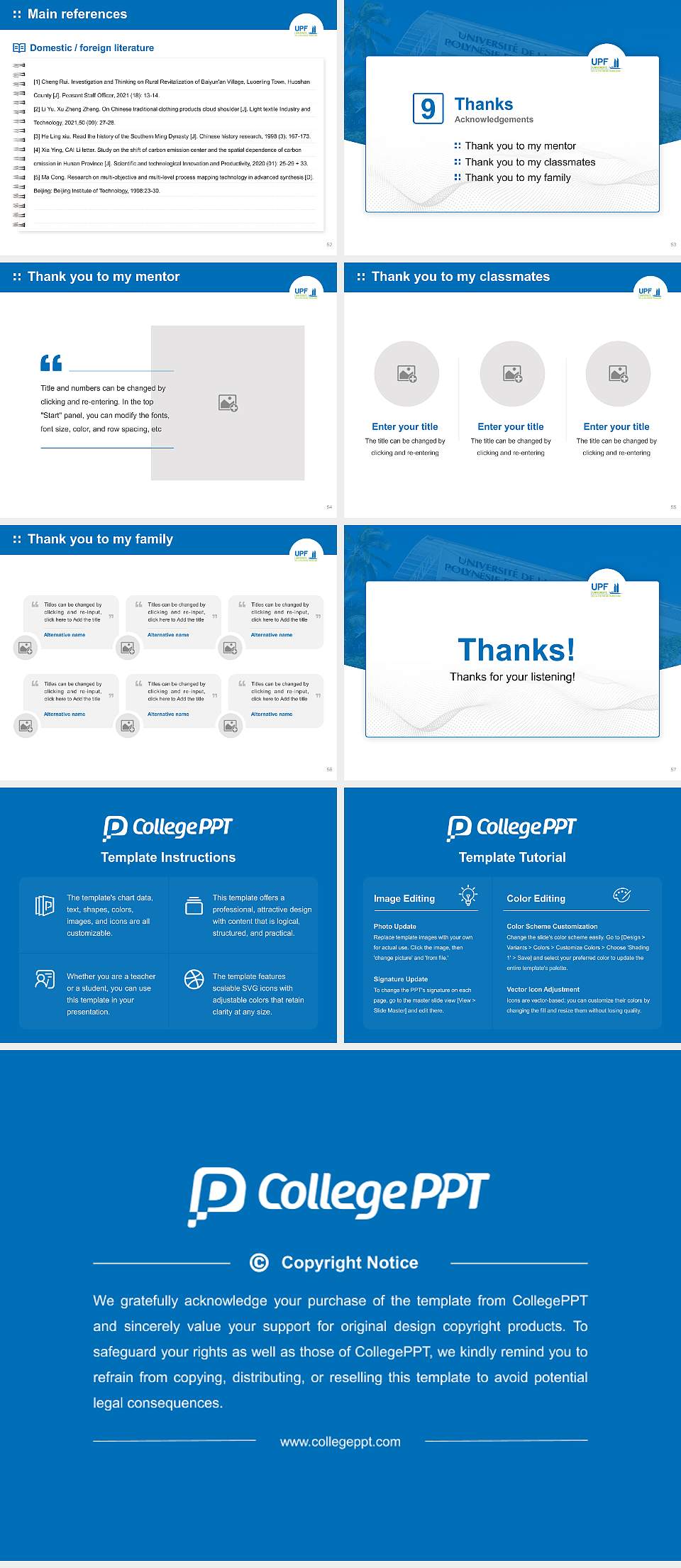 University of French Polynesia Graduation Thesis Defense PPT Template4:3 ratio PPT effect preview image7