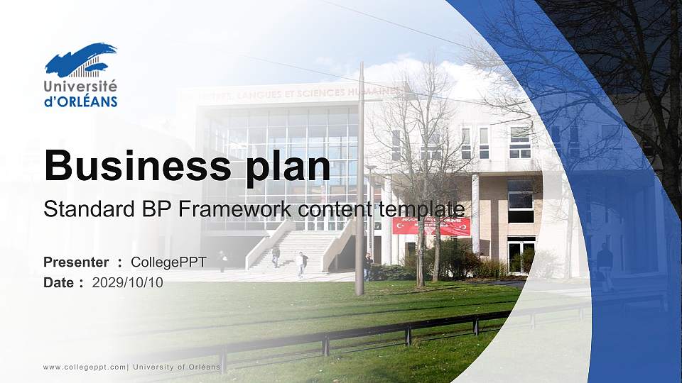 University of Orléans Competition/Entrepreneurship Contest PPT Template16:9 ratio PPT effect preview image