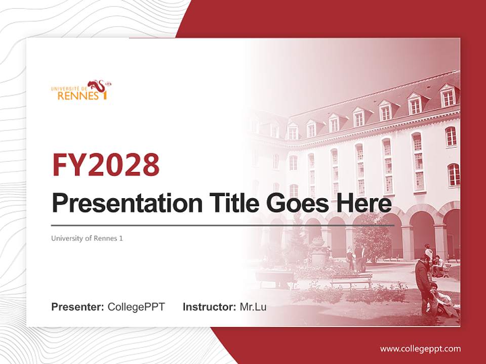 University of Rennes 1 Academic Presentation/Research Findings Report PPT Template4:3 ratio PPT effect preview image5