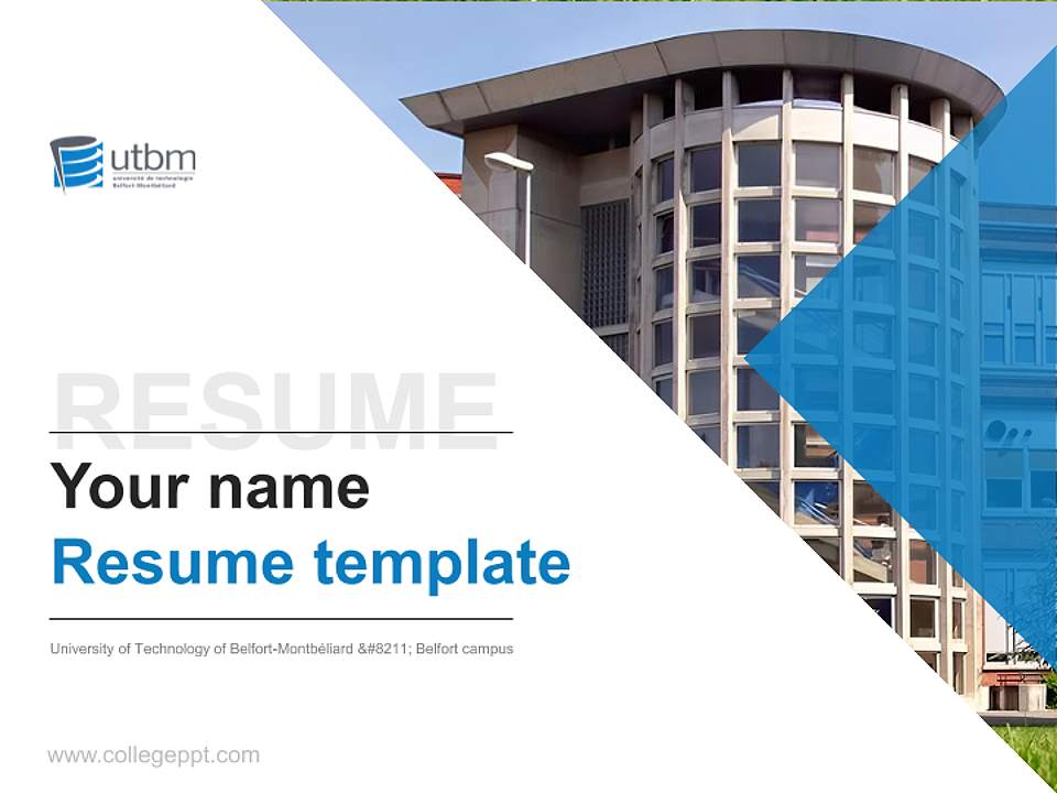 University of Technology of Belfort-Montbéliard – Belfort campus Resume PPT Template4:3 ratio PPT effect preview image5