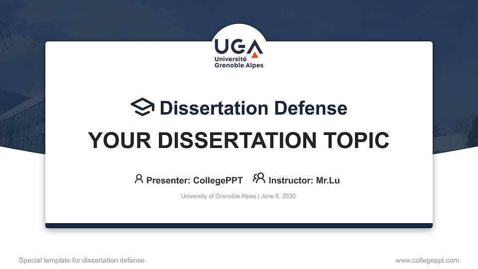 University of Grenoble Alpes Graduation Thesis Defense PPT Template16:9 ratio PPT effect preview image