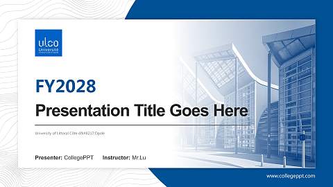 University of Littoral Côte d’Opale Academic Presentation/Research Findings Report PPT Template