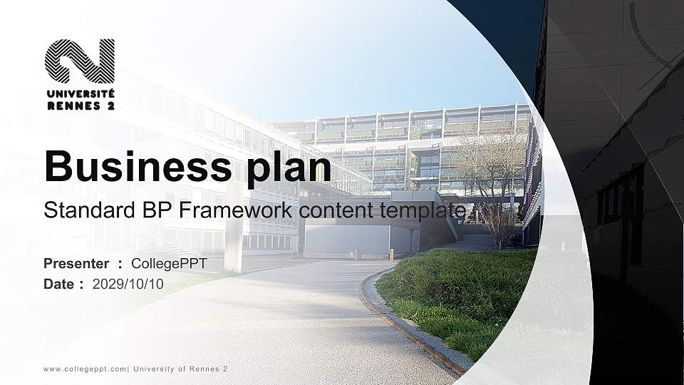 University of Rennes 2 Competition/Entrepreneurship Contest PPT Template16:9 ratio PPT effect preview image
