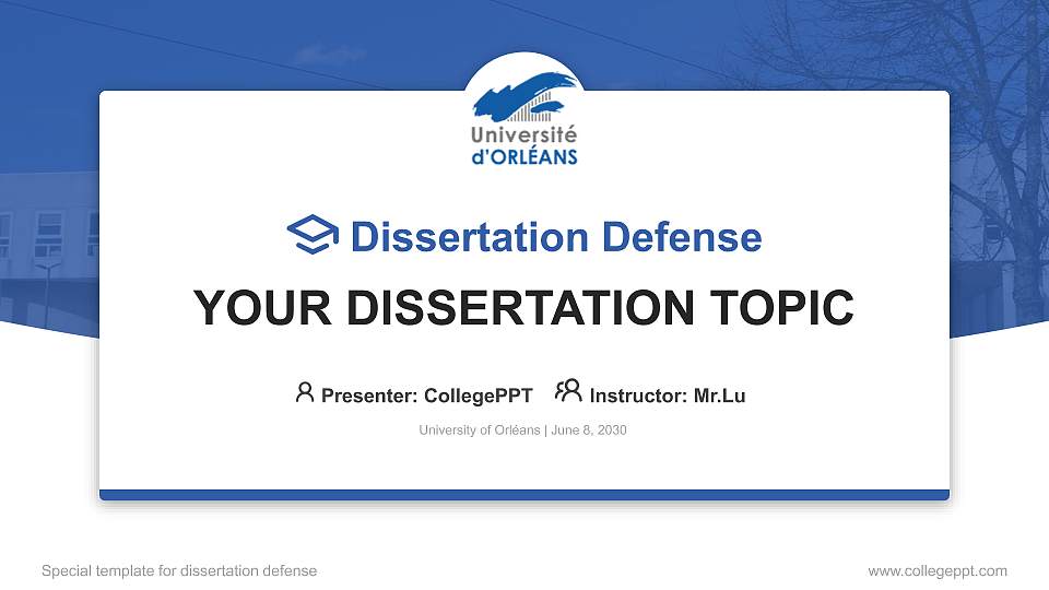 University of Orléans Graduation Thesis Defense PPT Template16:9 ratio PPT effect preview image