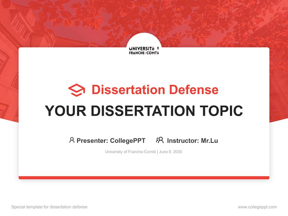University of Franche-Comté Graduation Thesis Defense PPT Template4:3 ratio PPT effect preview image7