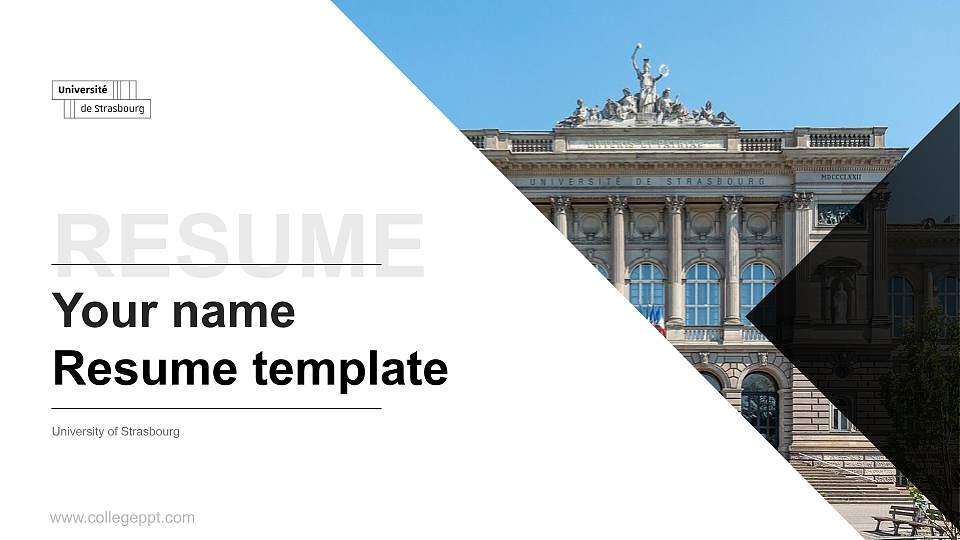 University of Strasbourg Resume PPT Template16:9 ratio PPT effect preview image