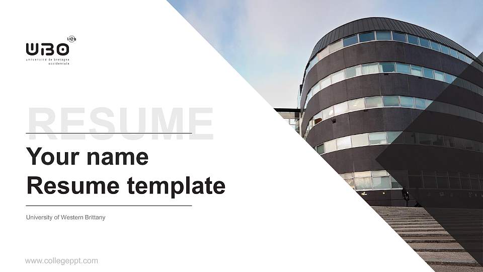 University of Western Brittany Resume PPT Template16:9 ratio PPT effect preview image