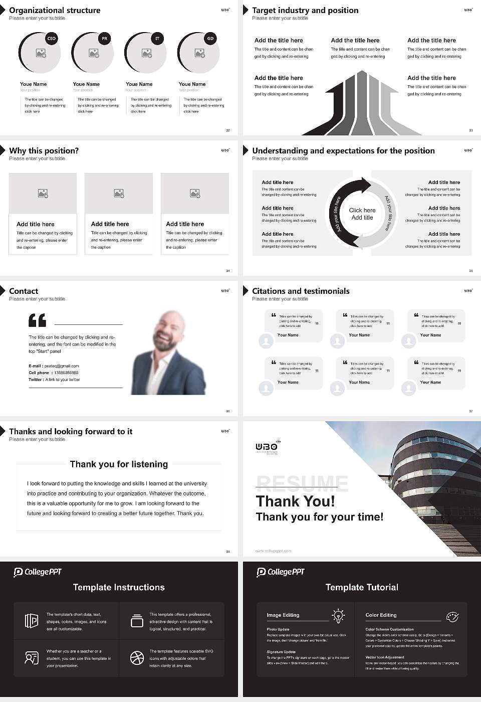 University of Western Brittany Resume PPT Template16:9 ratio PPT effect preview image4