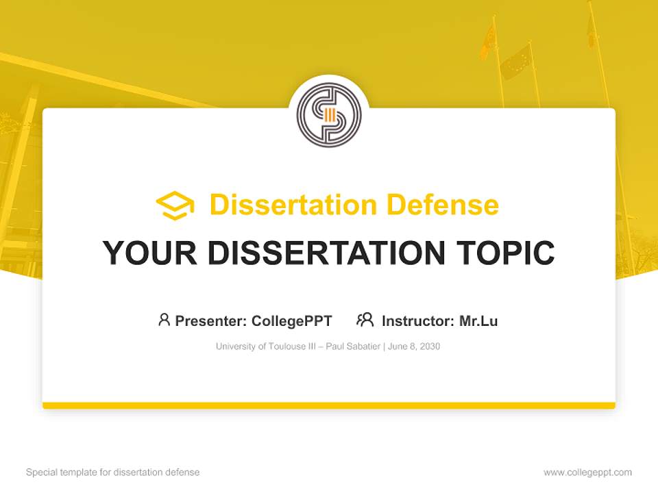 University of Toulouse III – Paul Sabatier Graduation Thesis Defense PPT Template4:3 ratio PPT effect preview image7