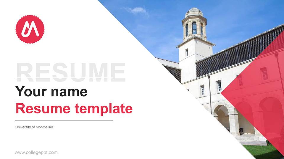 University of Montpellier Resume PPT Template16:9 ratio PPT effect preview image