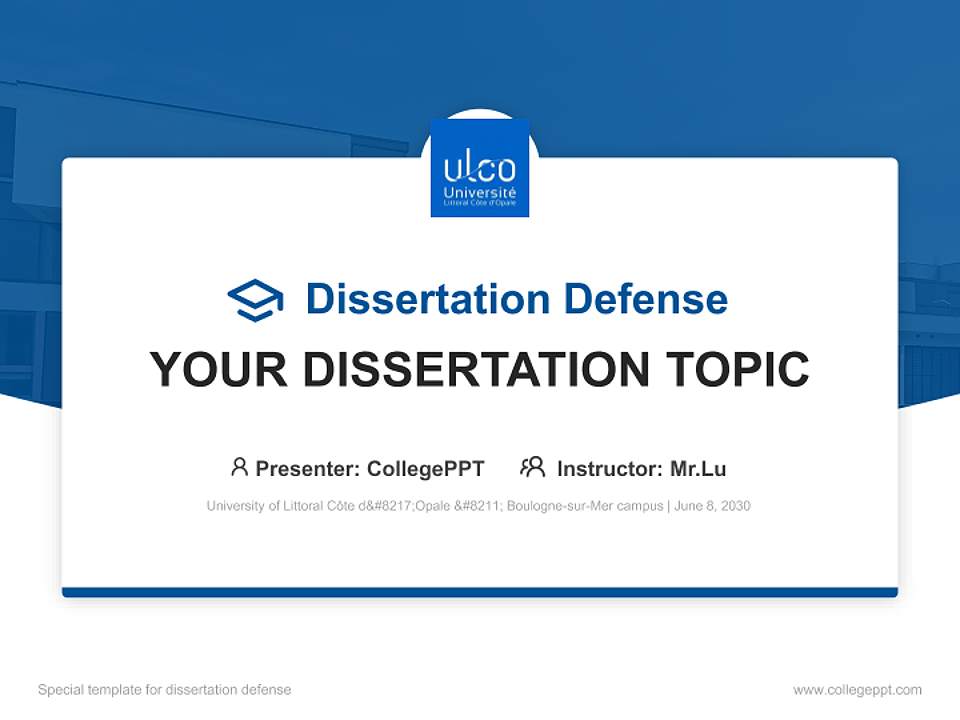 University of Littoral Côte d’Opale – Boulogne-sur-Mer campus Graduation Thesis Defense PPT Template4:3 ratio PPT effect preview image7