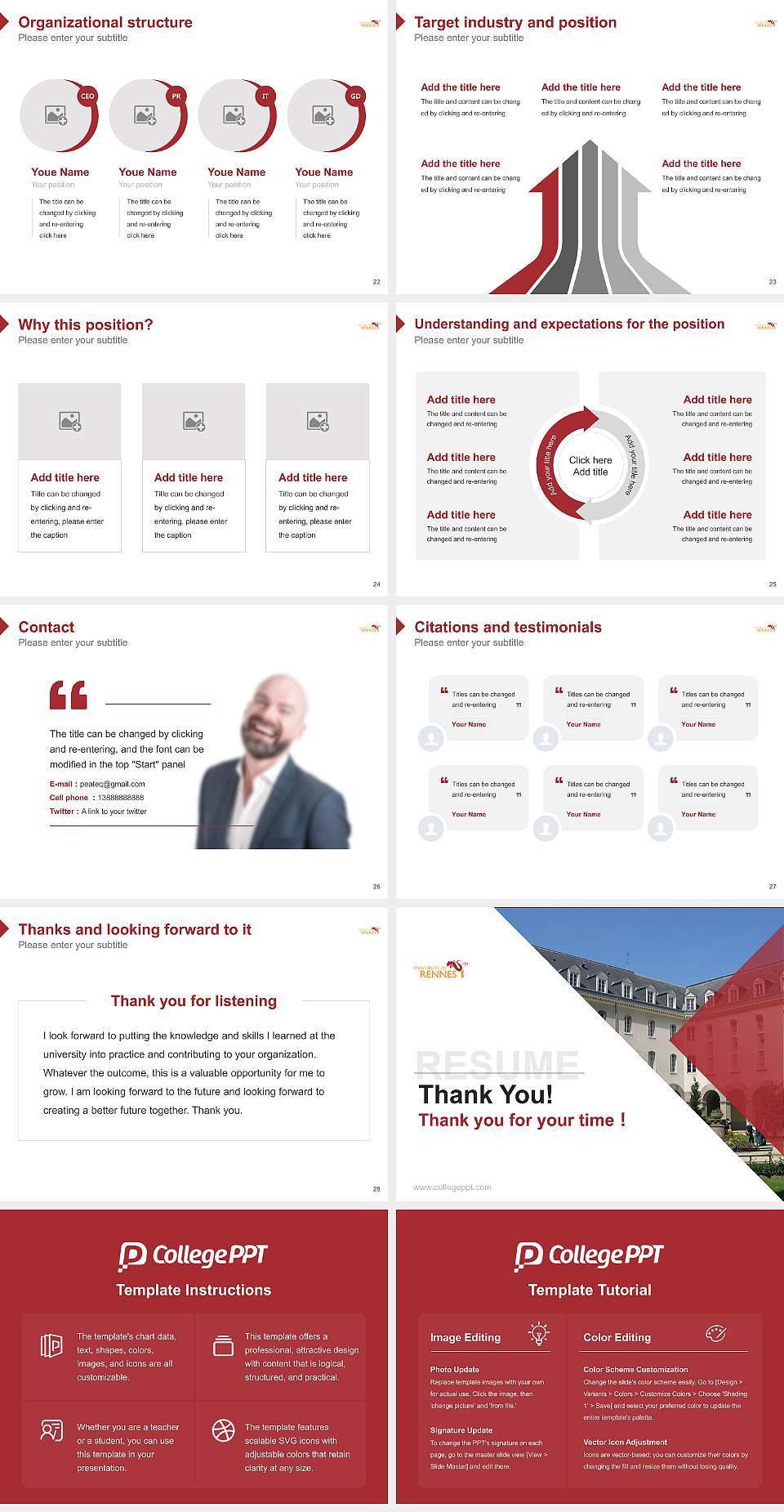 University of Rennes 1 Resume PPT Template4:3 ratio PPT effect preview image4