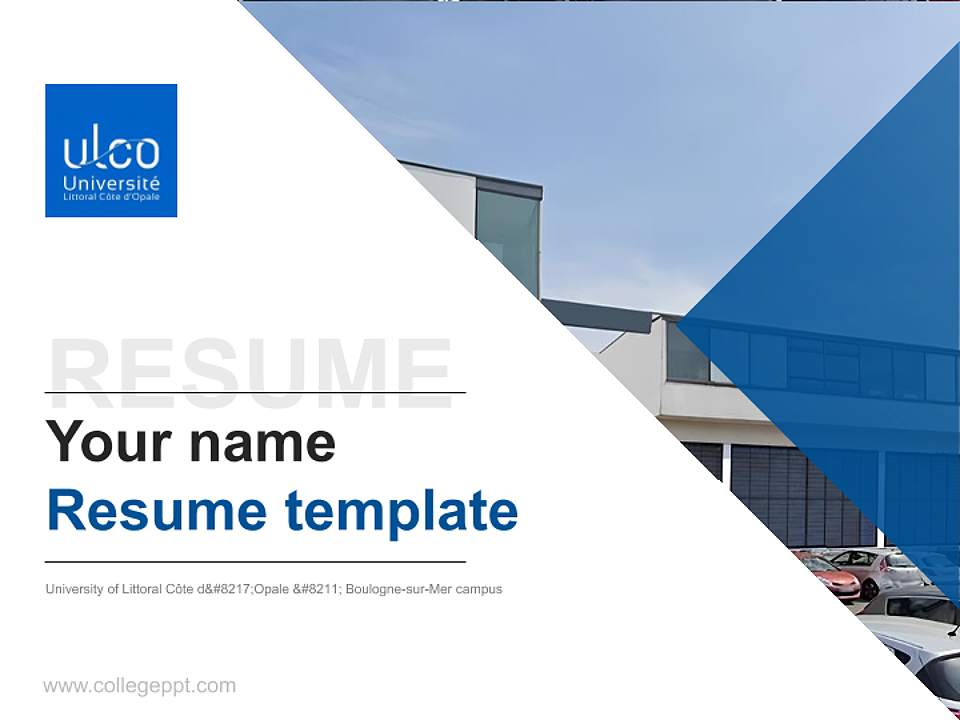 University of Littoral Côte d’Opale – Boulogne-sur-Mer campus Resume PPT Template4:3 ratio PPT effect preview image5