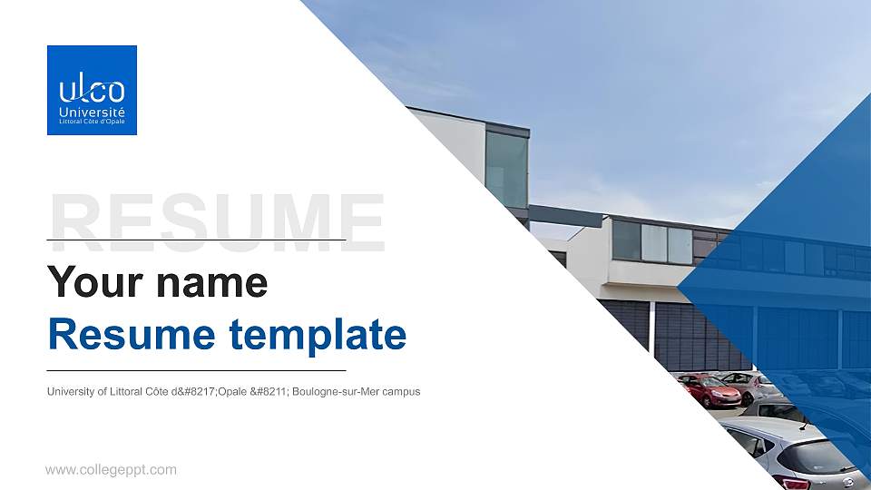 University of Littoral Côte d’Opale – Boulogne-sur-Mer campus Resume PPT Template16:9 ratio PPT effect preview image