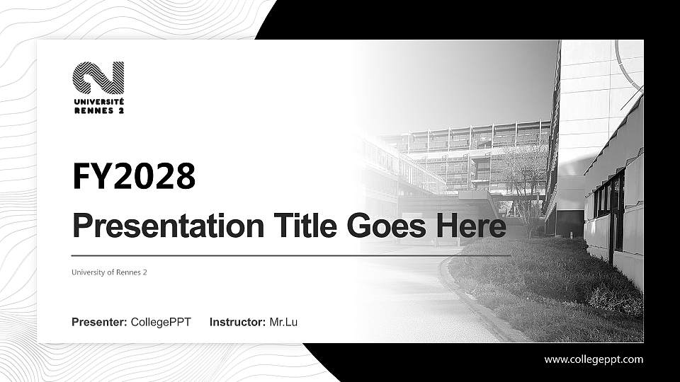 University of Rennes 2 Academic Presentation/Research Findings Report PPT Template16:9 ratio PPT effect preview image
