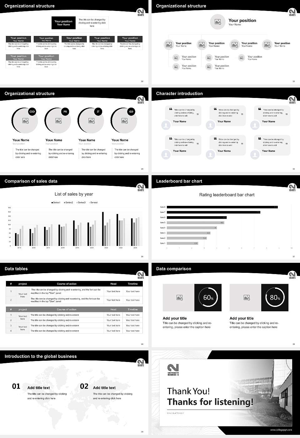 University of Rennes 2 Academic Presentation/Research Findings Report PPT Template16:9 ratio PPT effect preview image4