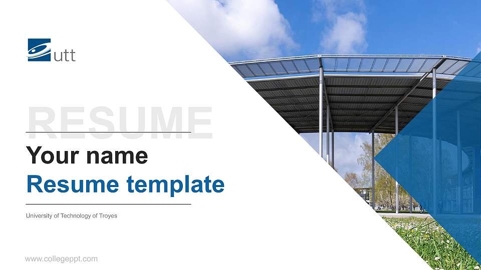 University of Technology of Troyes Resume PPT Template16:9 ratio PPT effect preview image