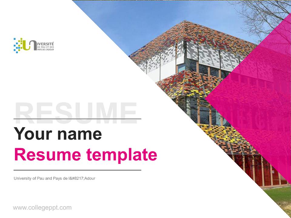 University of Pau and Pays de l’Adour Resume PPT Template4:3 ratio PPT effect preview image5